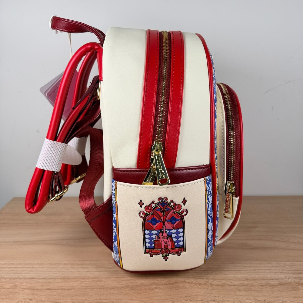 Loungefly Disney Beauty and the Beast Stained Glass Mini Backpack Portrait Belle - Picture 3 of 10